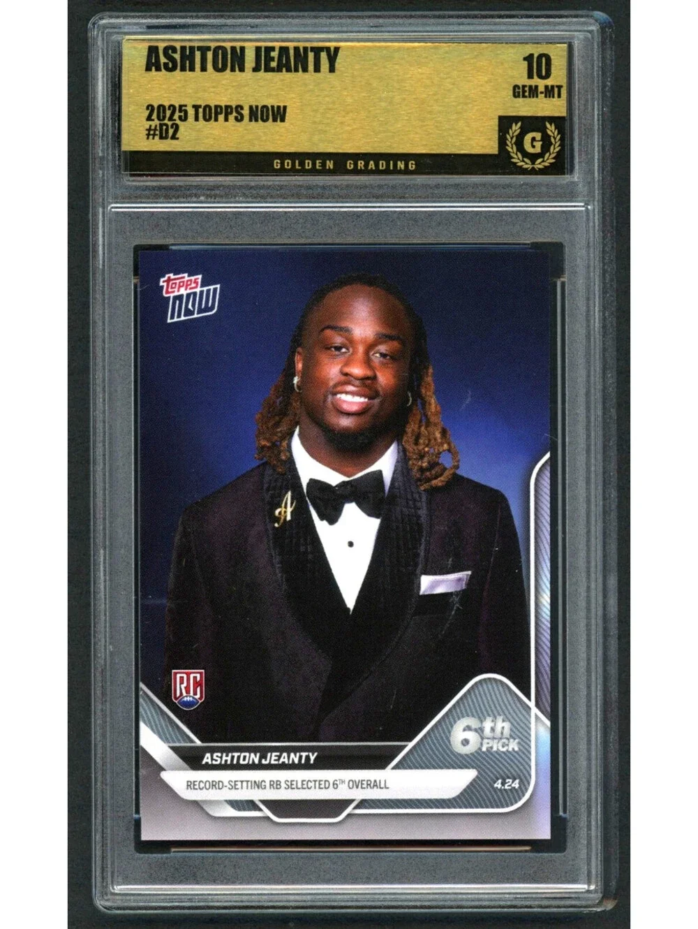 2025 Topps Now NFL Draft #D-2 Ashton Jeanty Raiders Rookie Card (RC) Gem Mint 10